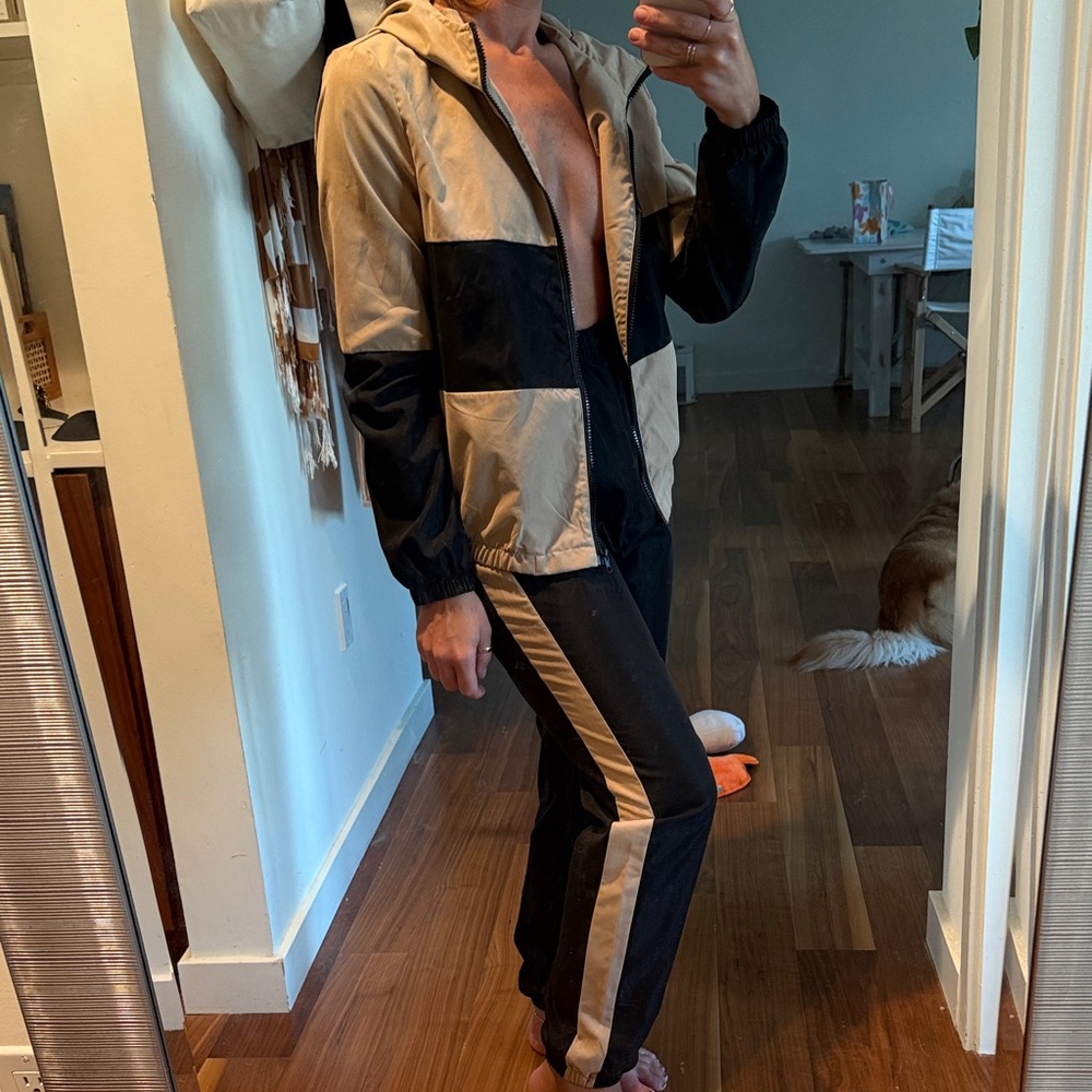 Black and Tan Colorblock Tracksuit